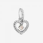 Pandora ékszer Füstös rózsaszín gyöngyös szív függő charm 798854C06