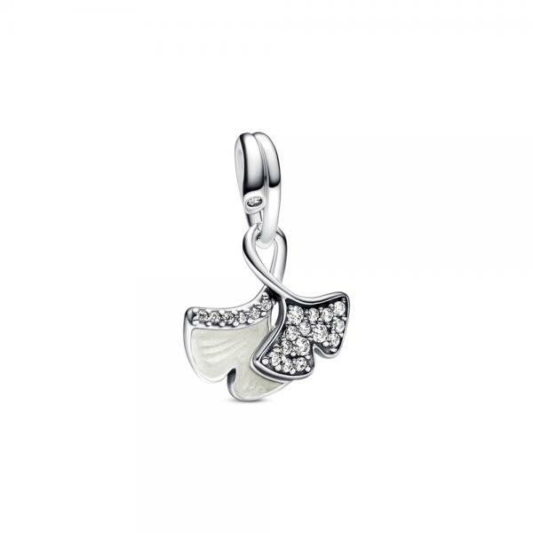 Pandora ékszer Gingko levél függő charm cirkóniával és tűzzománccal 792429C01
