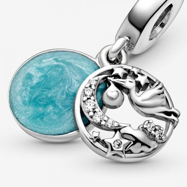 Pandora ékszer Gólya és csillagok függő ezüst charm 798895C01