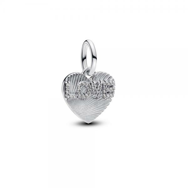 Pandora ékszer Gravírozható ezüst szív charm LOVE felirattal 793604C01