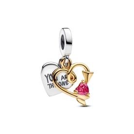 Pandora ékszer Gravírozható szív és nyíl dupla függő charm 763622C01