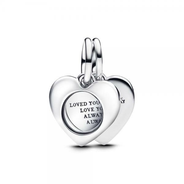 Pandora ékszer Gravírozható szív nagyítóval dupla függő charm 793671C00