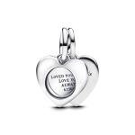 Pandora ékszer Gravírozható szív nagyítóval dupla függő charm 793671C00