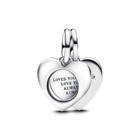 Pandora ékszer Gravírozható szív nagyítóval dupla függő charm 793671C00