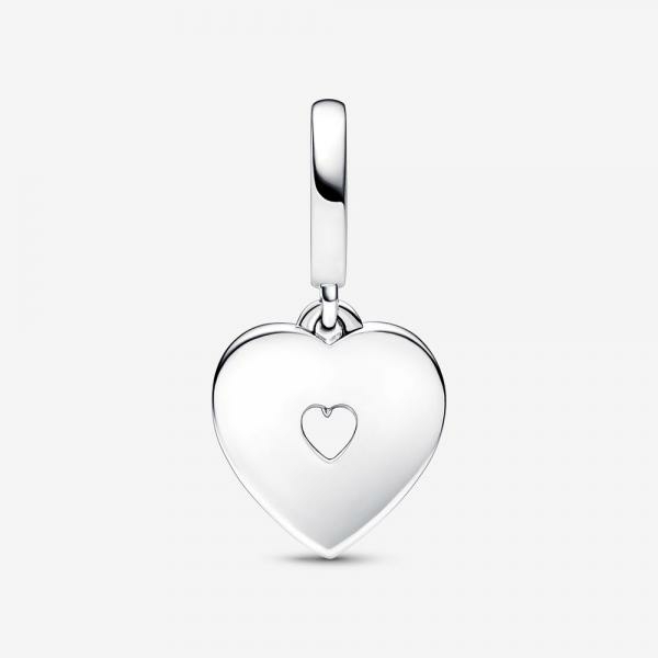 Pandora ékszer Gyöngyház fényű szív ezüst dupla függő charm 792649C01
