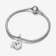 Pandora ékszer Gyöngyház fényű szív ezüst dupla függő charm 792649C01