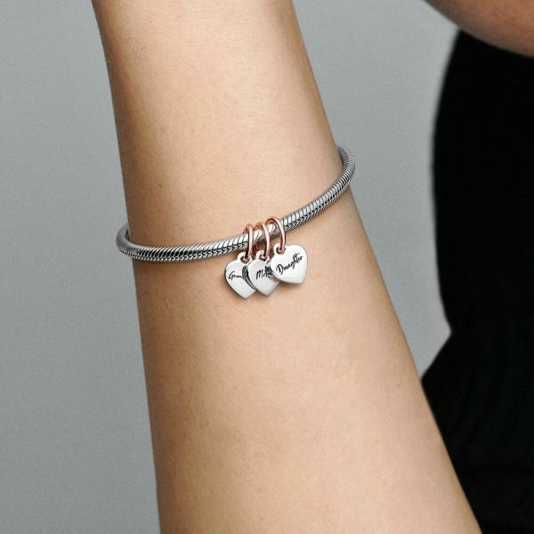 Pandora ékszer Három generáció kéttónusú tripla függő charm 782648C00