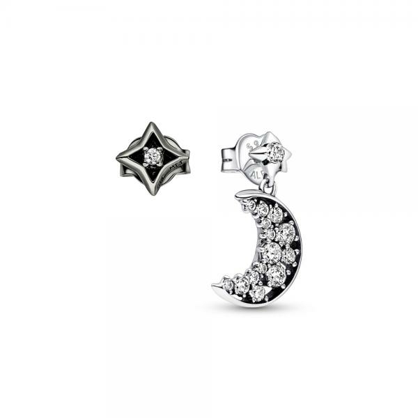 Pandora ékszer Hold és csillag ezüst fülbevaló 292782C01