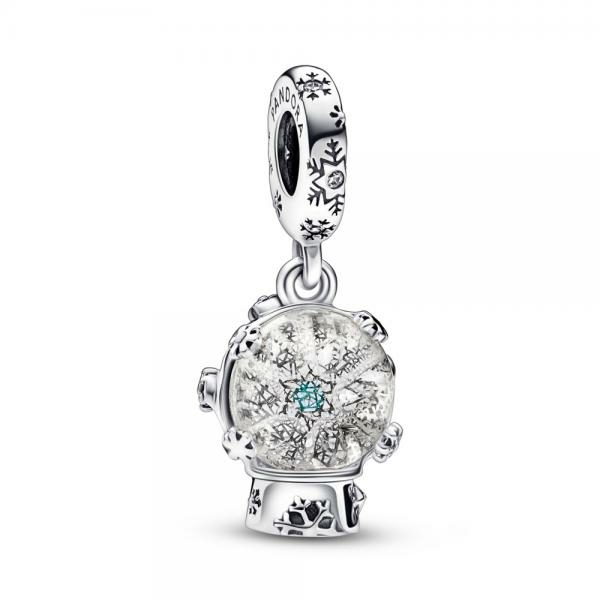 Pandora ékszer Hópelyhes hógömb függő ezüst charm 792369C01