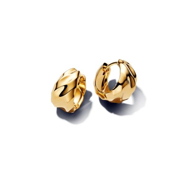 Pandora ékszer Hullámos karika shine fülbevaló 263874C00