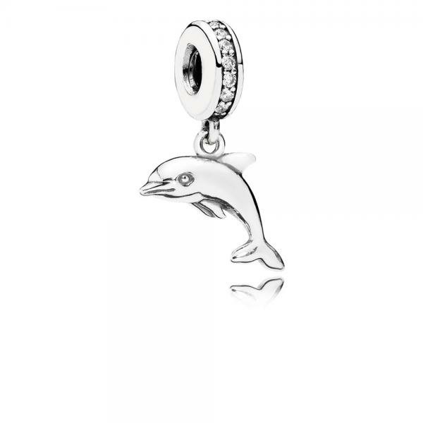 Pandora ékszer Játékos delfin függő ezüst charm cirkóniával 791541CZ