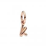 Pandora ékszer K betű rozé függő charm 782460C01