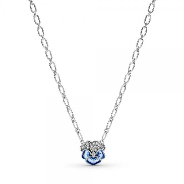 Pandora ékszer Kék árvácska ezüst nyaklánc 390770C01-50
