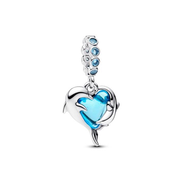 Pandora ékszer Kék delfin muránói üveggel ezüst charm 793924C01