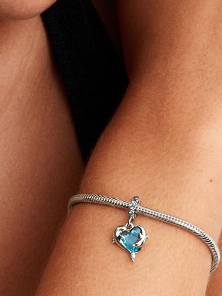 Pandora ékszer Kék delfin muránói üveggel ezüst charm 793924C01