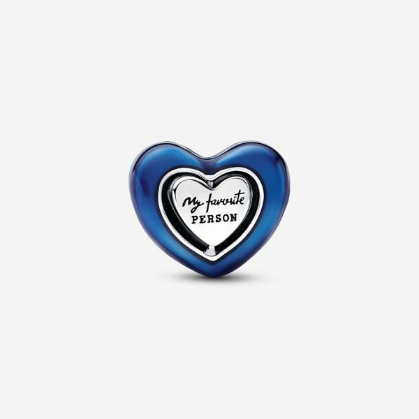Pandora ékszer Kék forgó szív ezüst charm 792750C01