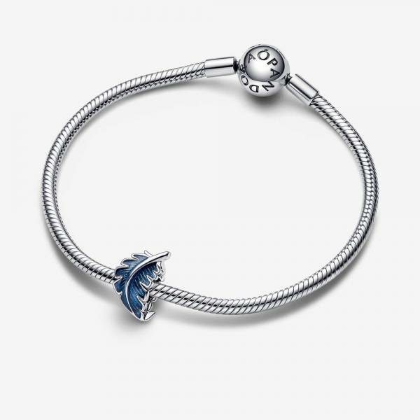 Pandora ékszer Kék ívelt toll ezüst charm 792576C01