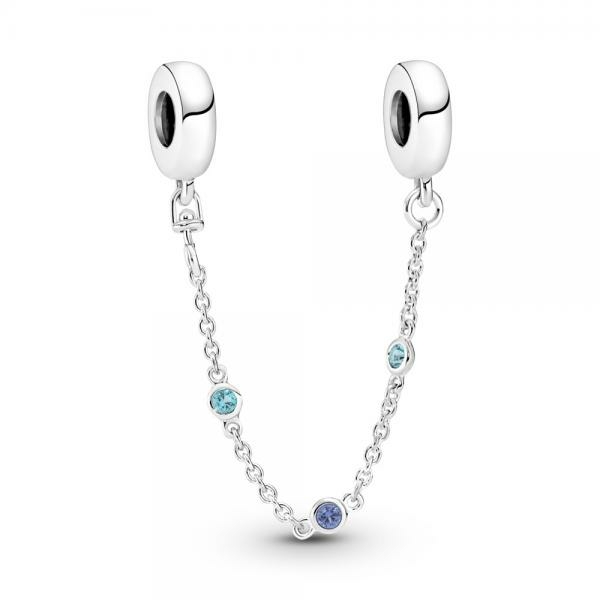 Pandora ékszer Kék köves ezüst biztonsági lánc 791688C01-05