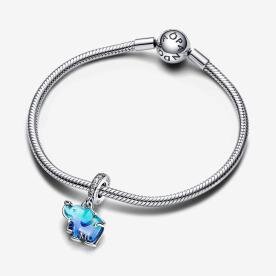 Pandora ékszer Kék muránói üveg elefánt függő ezüst charm 793339C01