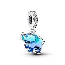 Pandora ékszer Kék muránói üveg elefánt függő ezüst charm 793339C01