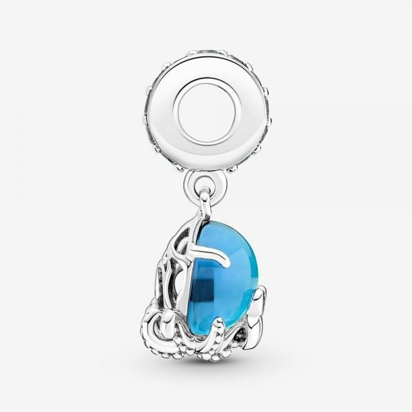 Pandora ékszer Kék muránói üveg függő octopus ezüst charm 791694C01