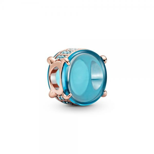 Pandora ékszer Kék ovális cabochon rozé charm 789309C01