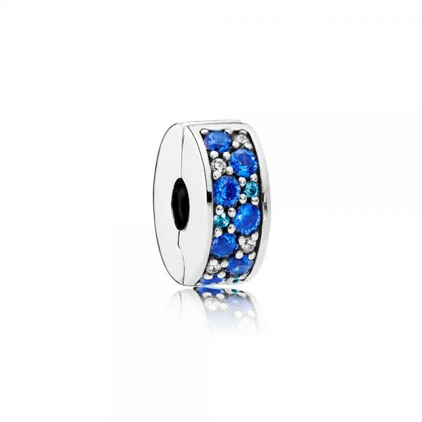 Pandora ékszer Kék ragyogó elegancia szilikonos ezüst klip 791817NSBMX