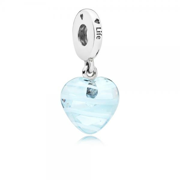 Pandora ékszer Kék szalag szív muránói üveg charm 797142