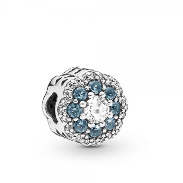 Pandora ékszer Kék szikrázó virág ezüst charm 797851NMB