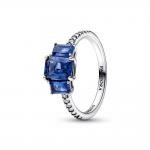 Pandora ékszer Kék téglalap kristályos ezüst gyűrű 