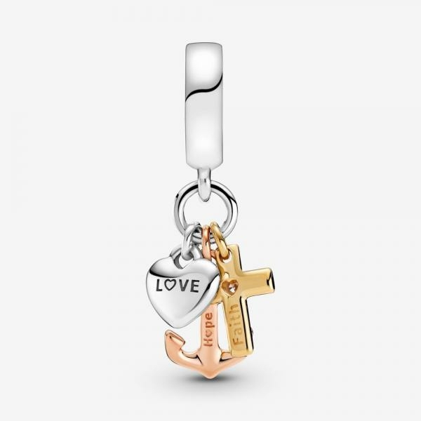Pandora ékszer Kereszt szív horog tricolor charm 799354C01