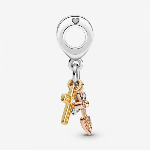 Pandora ékszer Kereszt szív horog tricolor charm 799354C01