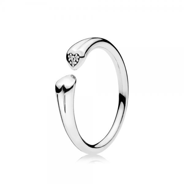 Pandora ékszer Két szív ezüst gyűrű cirkóniával 