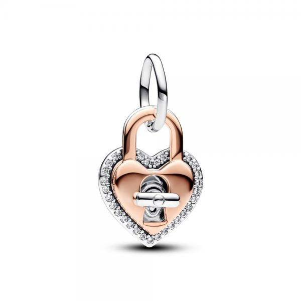 Pandora ékszer Kéttónusú lakat dupla függő charm 783079C01