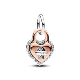 Pandora ékszer Kéttónusú lakat dupla függő charm 783079C01