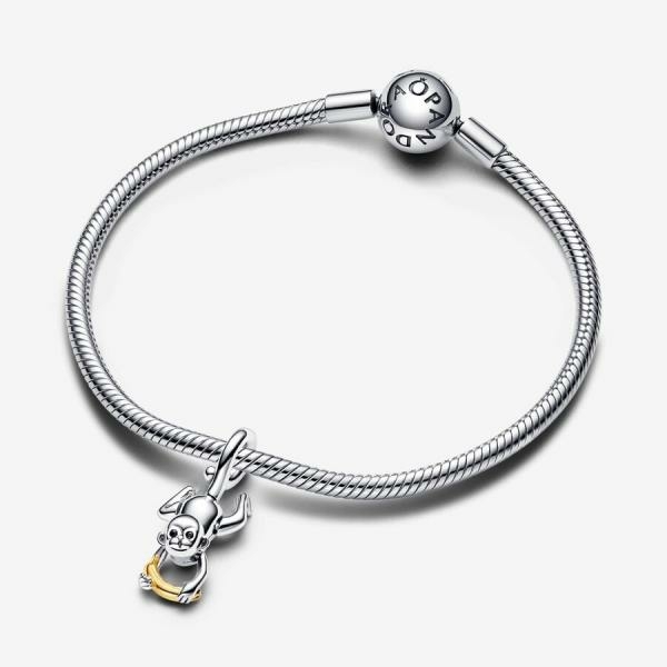 Pandora ékszer Kéttónusú majom függő charm 763343C01