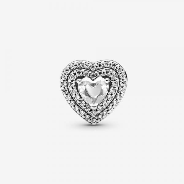 Pandora ékszer Kiemelt szív ezüst charm cirkóniával 799218C01