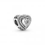 Pandora ékszer Kiemelt szív ezüst charm cirkóniával 799218C01