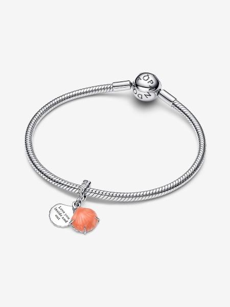 Pandora ékszer Korall színű shell kagyló függő ezüst charm 793821C01
