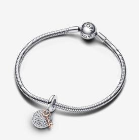 Pandora ékszer Kulcs és boldogság kéttónusú függő charm 783236C01