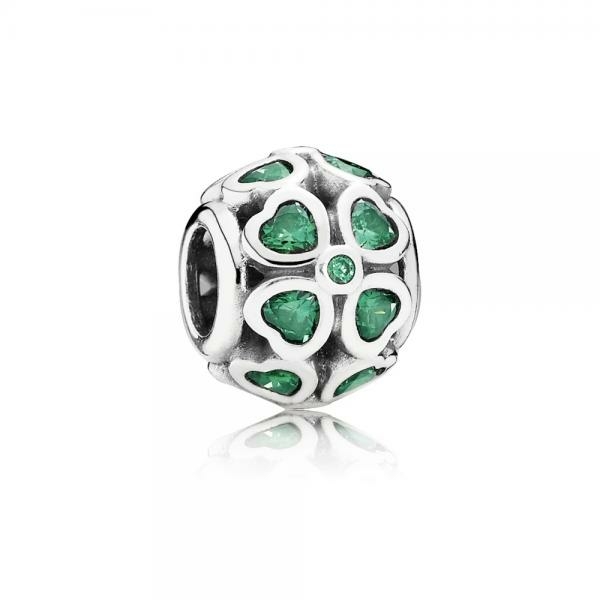 Pandora ékszer Lóhere ezüst charm zöld cirkóniával 791496CZN