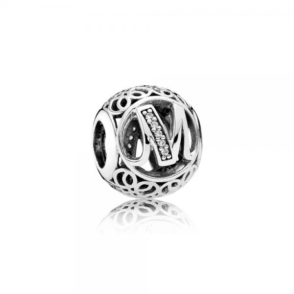 Pandora ékszer M betű ezüst charm cirkóniával 791857CZ
