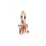 Pandora ékszer M betű rozé függő charm 782474C01