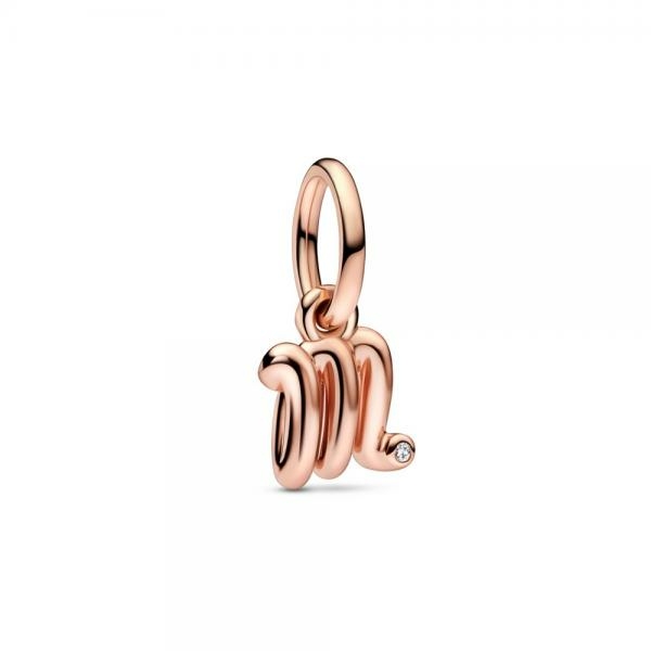 Pandora ékszer M betű rozé függő charm 782474C01