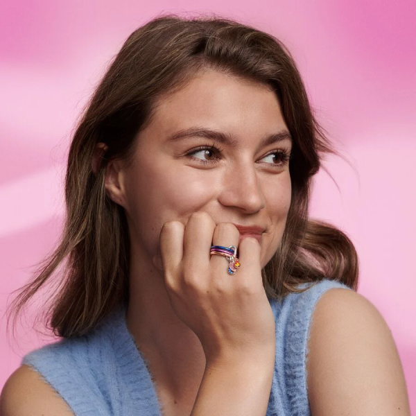 Pandora ékszer ME élénklila ezüst gyűrű 