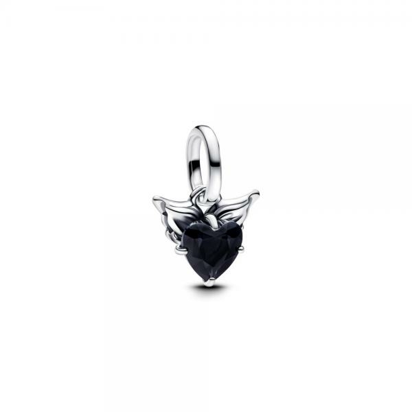 Pandora ékszer ME szárnyas fekete szív mini függő charm 793626C01