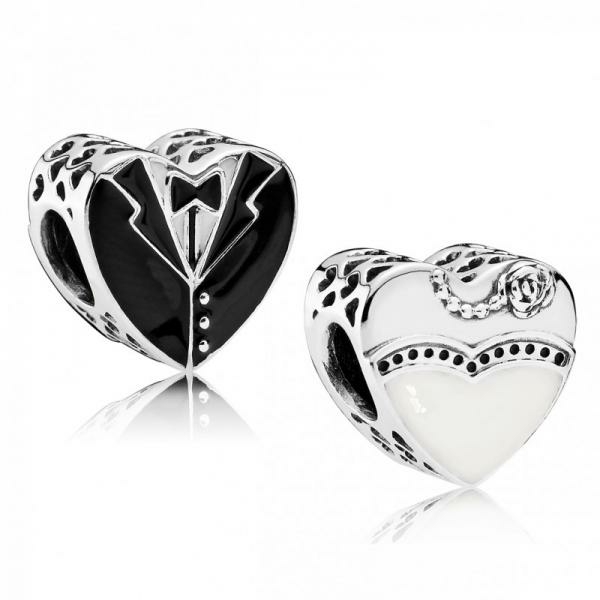 Pandora ékszer Menyasszony vőlegény ezüst charm tűzzománccal 791840ENMX