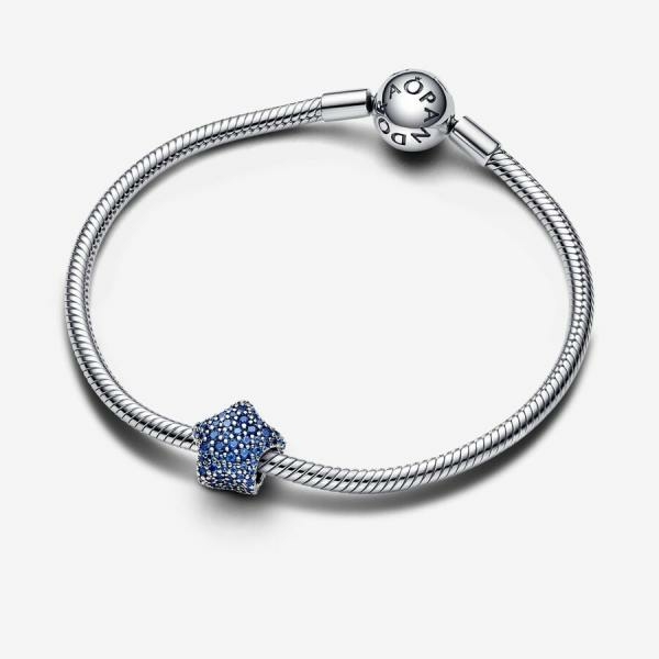 Pandora ékszer Merész kék pávé csillag ezüst charm 793026C01