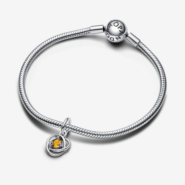 Pandora ékszer Méz színű örökkévalóság körök függő ezüst charm 793125C11