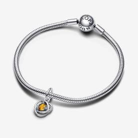 Pandora ékszer Méz színű örökkévalóság körök függő ezüst charm 793125C11